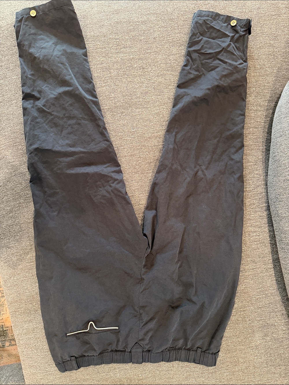 Men’s Tombolo Travel Pants: Navy Chinos with White Side Piping, adjustable ankle - Picture 3 of 3